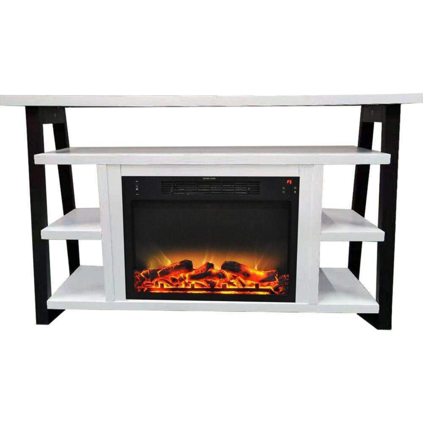 Cambridge 32-In. Sawyer Industrial Electric Fireplace Mantel with Realistic Log and Grate Insert and Color Changing Flames, - CAM5332-1MAHLG2