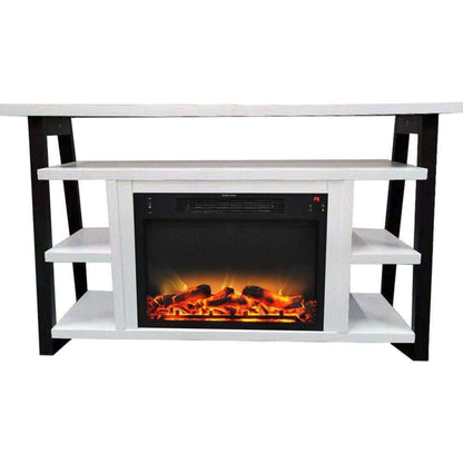 Cambridge 32-In. Sawyer Industrial Electric Fireplace Mantel with Realistic Log and Grate Insert and Color Changing Flames, - CAM5332-1MAHLG2