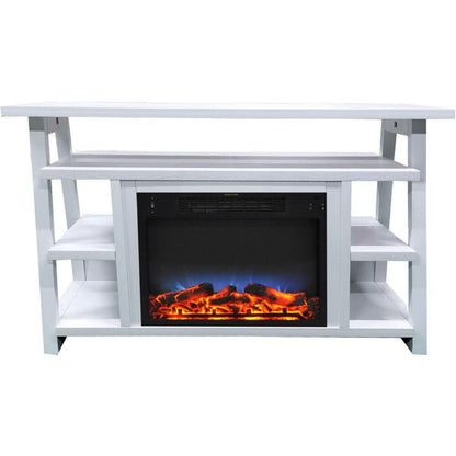 Cambridge 32-In. Sawyer Industrial Electric Fireplace Mantel with Realistic Log and Grate Insert and Color Changing Flames, - CAM5332-1MAHLG2