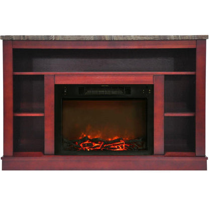 Cambridge Seville Electric Fireplace Heater with 47-In. Cherry TV Stand, Enhanced Log Display, Multi-Color Flames, and Remote Control - CAM5021-1CHRLG3
