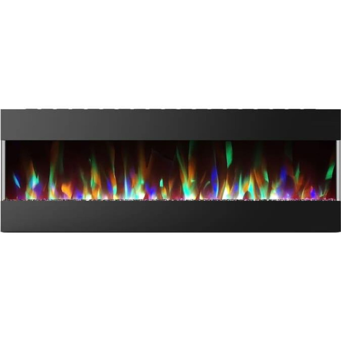Cambridge 60 In. Recessed Wall-Mounted Electric Fireplace with Crystal and LED Color Changing Display, Black/White - CAM60RECWMEF-1BLK
