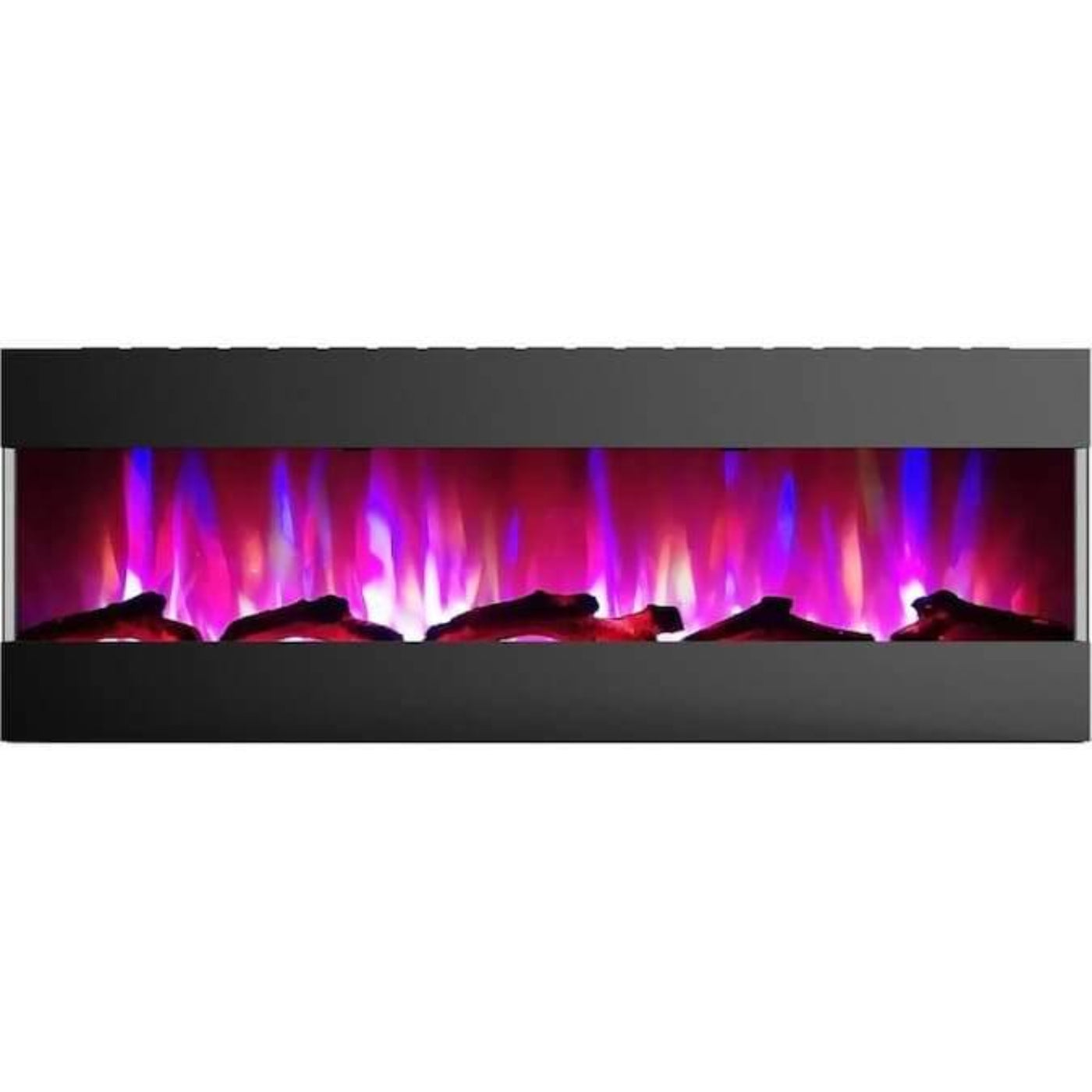 Cambridge 60 In. Recessed Wall-Mounted Electric Fireplace with Logs and LED Color Changing Display, Black/White - CAM60RECWMEF-2BLK