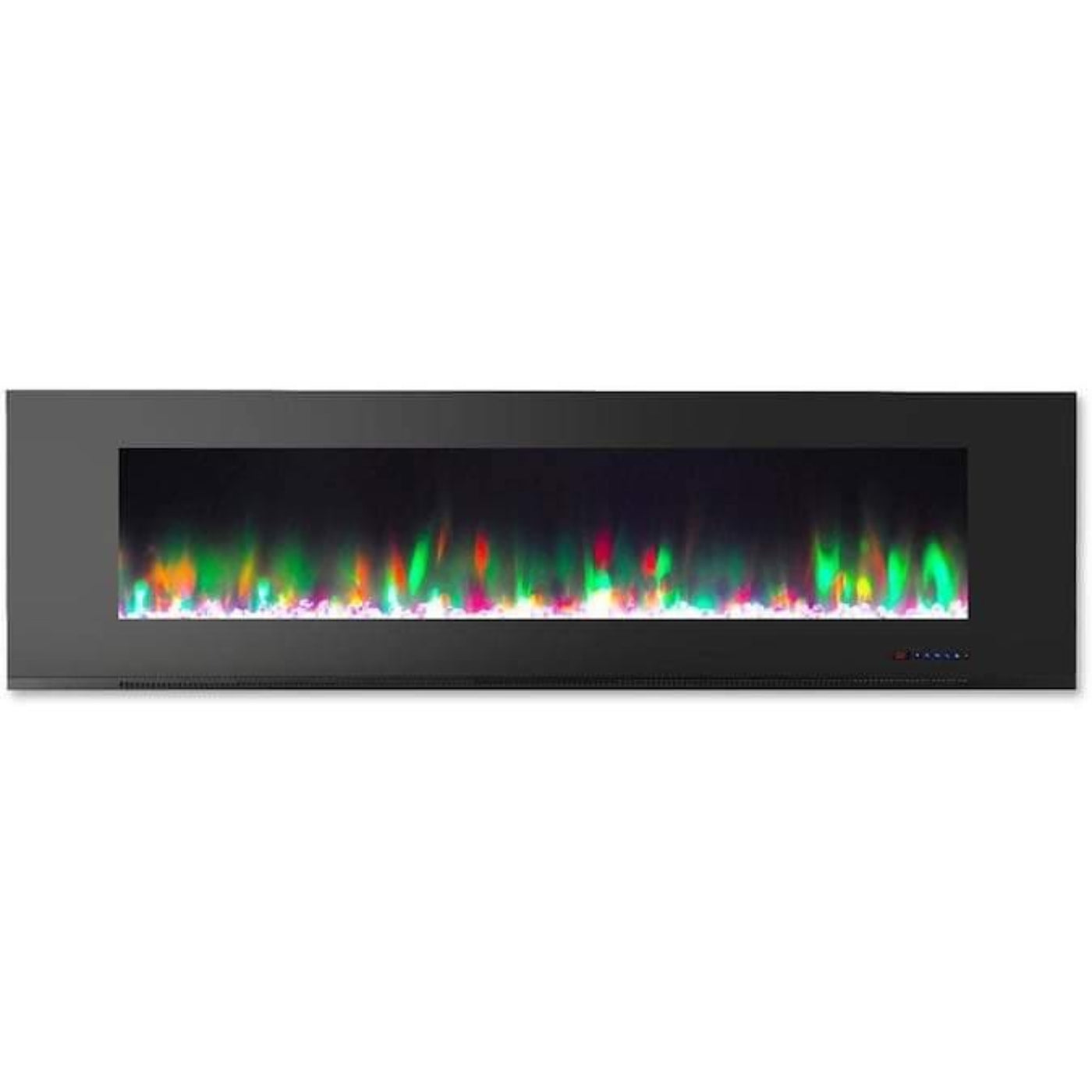 Cambridge 72 In. Wall-Mount Electric Fireplace in Black with Multi-Color Flames and Crystal Rock Display - CAM72WMEF-1BLK