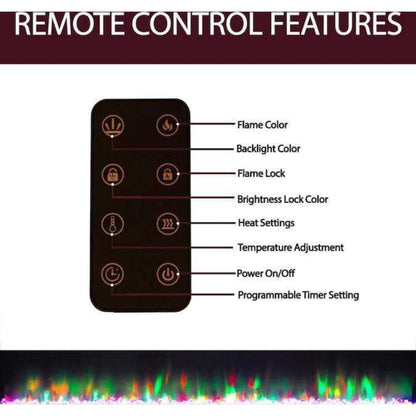 Cambridge 60 In. Recessed Wall-Mounted Electric Fireplace with Crystal and LED Color Changing Display, Black/White - CAM60RECWMEF-1BLK