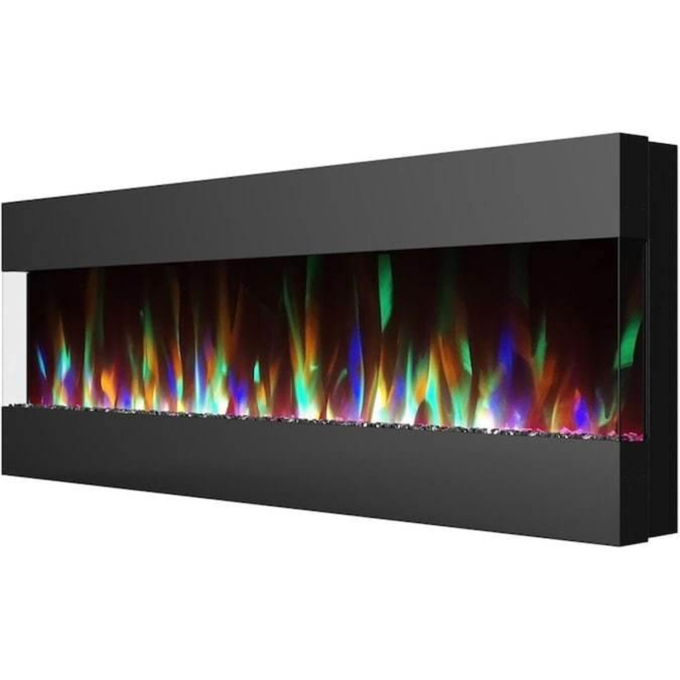 Cambridge 60 In. Recessed Wall-Mounted Electric Fireplace with Crystal and LED Color Changing Display, Black/White - CAM60RECWMEF-1BLK