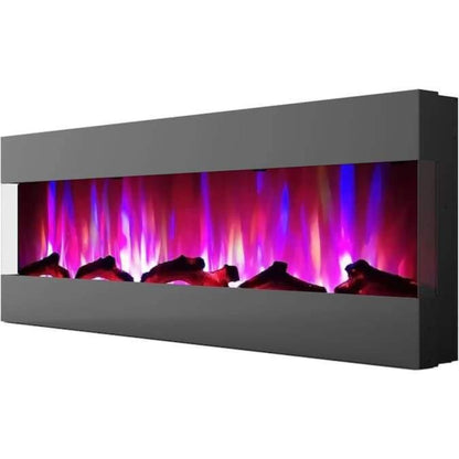 Cambridge 60 In. Recessed Wall-Mounted Electric Fireplace with Logs and LED Color Changing Display, Black/White - CAM60RECWMEF-2BLK