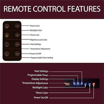 Cambridge 72 In. Wall-Mount Electric Fireplace in Black with Multi-Color Flames and Crystal Rock Display - CAM72WMEF-1BLK