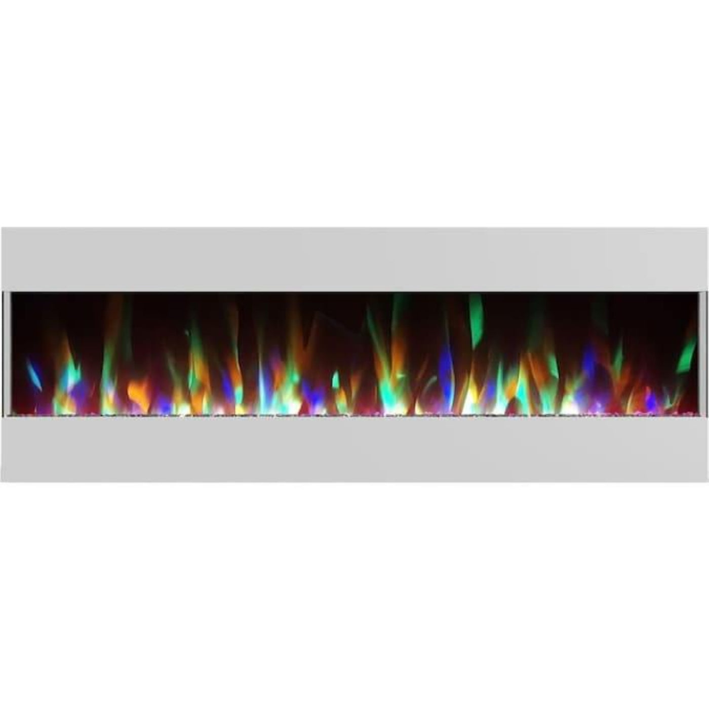 Cambridge 60 In. Recessed Wall-Mounted Electric Fireplace with Crystal and LED Color Changing Display, Black/White - CAM60RECWMEF-1BLK