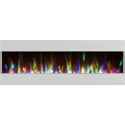 Cambridge 60 In. Recessed Wall-Mounted Electric Fireplace with Crystal and LED Color Changing Display, Black/White - CAM60RECWMEF-1BLK