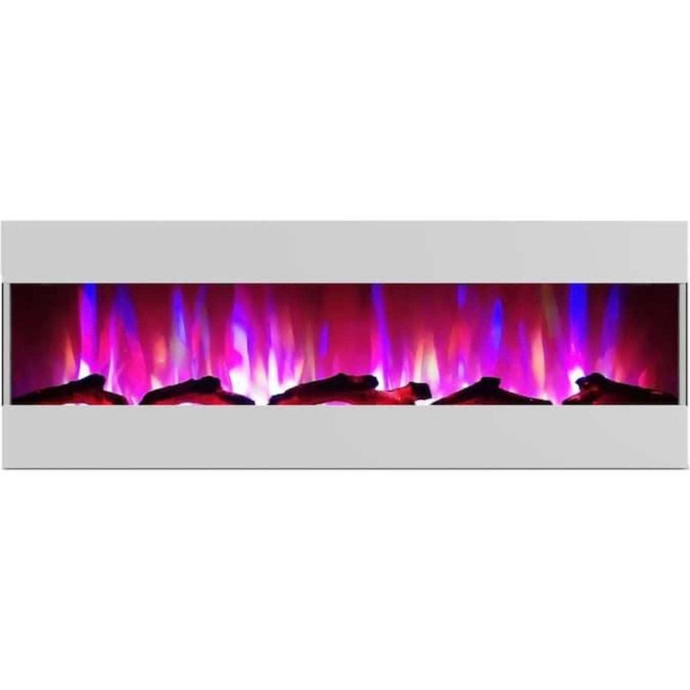 Cambridge 60 In. Recessed Wall-Mounted Electric Fireplace with Logs and LED Color Changing Display, Black/White - CAM60RECWMEF-2BLK