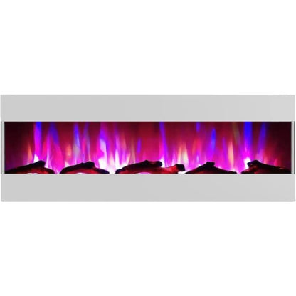 Cambridge 60 In. Recessed Wall-Mounted Electric Fireplace with Logs and LED Color Changing Display, Black/White - CAM60RECWMEF-2BLK