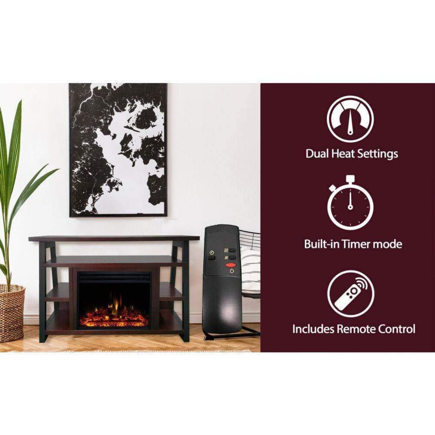 Cambridge 32-In. Sawyer Industrial Electric Fireplace Mantel with Enhanced Log Display and Color Changing Flames, - CAM5332-1MAHLG3