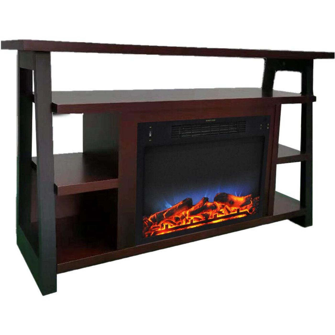 Cambridge 32-In. Sawyer Industrial Electric Fireplace Mantel with Realistic Log and Grate Insert and Color Changing Flames, - CAM5332-1MAHLG2