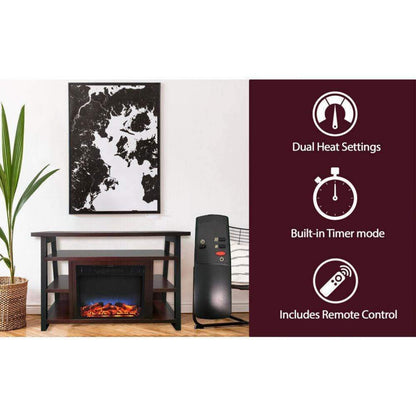Cambridge 32-In. Sawyer Industrial Electric Fireplace Mantel with Realistic Log Display and LED Color Changing Flames, Mahogany, - CAM5332-1MAHLED
