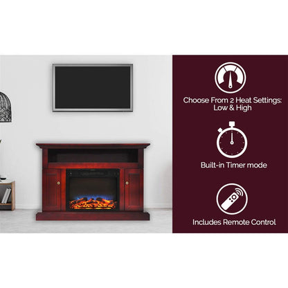 Cambridge 47-In. Sorrento Electric Fireplace with Multi-Color LED Insert and Entertainment Stand in Cherry - CAMBR5021-2CHRLED