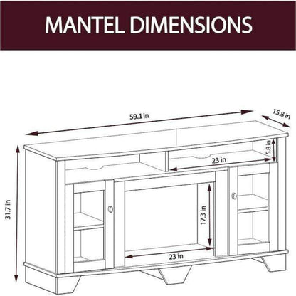 Cambridge Savona 59 In. Electric Fireplace in Mahogany with Entertainment Stand and Charred Log Display, - CAM7233-1CHR