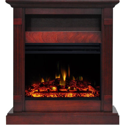 Cambridge Sienna 34-In. Electric Fireplace Heater with Cherry Mantel, Enhanced Log Display, Multi-Color Flames, and Remote Control - CAM3437-1CHRLG3