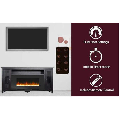 Cambridge Somerset 70-In. Black Electric Fireplace TV Stand with Multi-Color LED Flames, Crystal Rock Display, and Remote Control - CAM6938-1COF