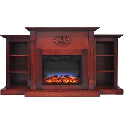 Cambridge Sanoma 72 In. Electric Fireplace in Cherry with Bookshelves and a Multi-Color LED Flame Display - CAM7233-1CHRLED
