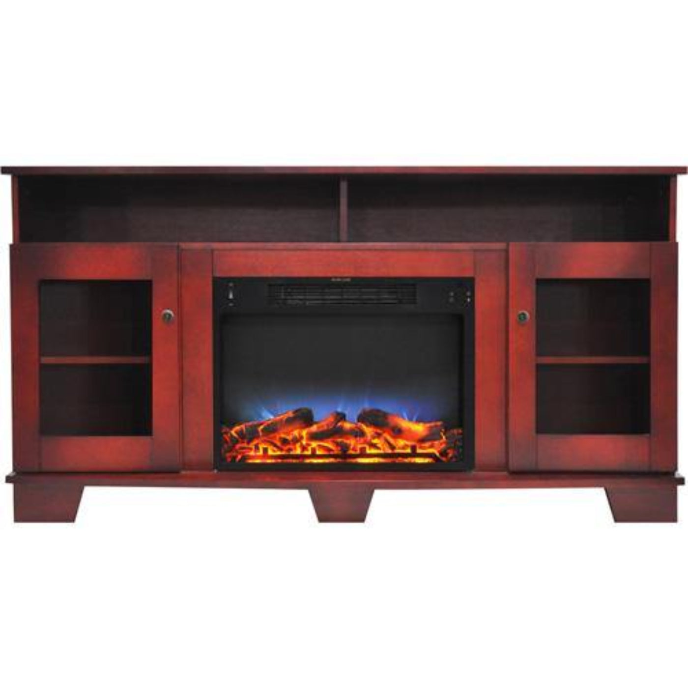 Cambridge Savona 59 In. Electric Fireplace in Cherry with Entertainment Stand and Multi-Color LED Flame Display, - CAM6022-1CHRLED