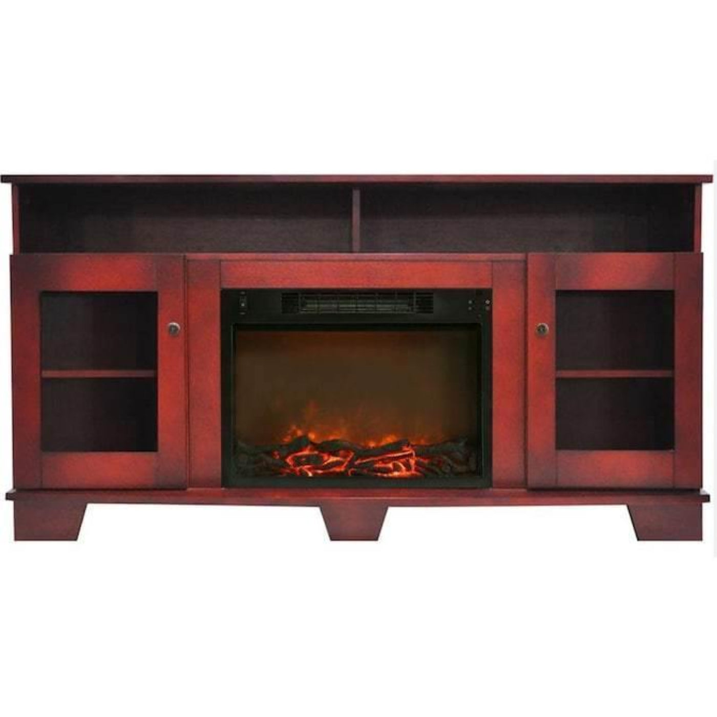 Cambridge Savona 59 In. Electric Fireplace in Mahogany with Entertainment Stand and Charred Log Display, - CAM7233-1CHR