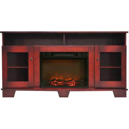 Cambridge Savona 59 In. Electric Fireplace in Mahogany with Entertainment Stand and Charred Log Display, - CAM7233-1CHR