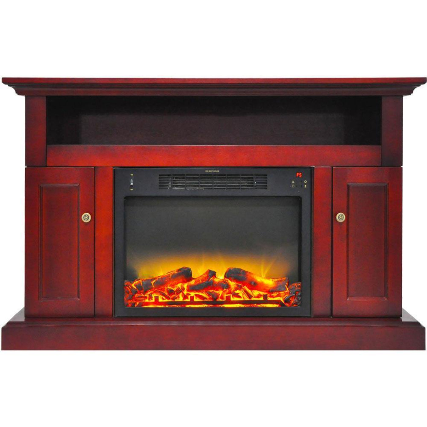 Cambridge Sorrento Electric Fireplace Heater with 47-In. Mahogany TV Stand, Enhanced Log Display, Multi-Color Flames and Remote Control - CAM5021-2CHRLG3