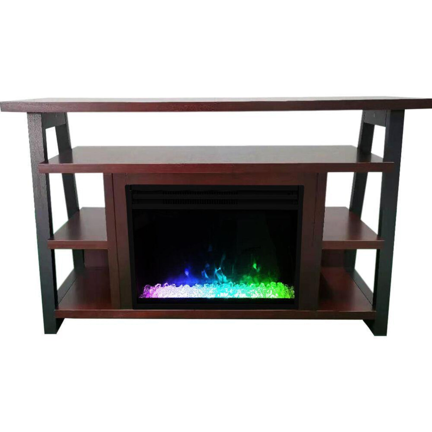 Cambridge 32-In. Sawyer Industrial Electric Fireplace Mantel with Deep Crystal Display and Color Changing Flames, Mahogany, - CAM5332-1MAHCRS