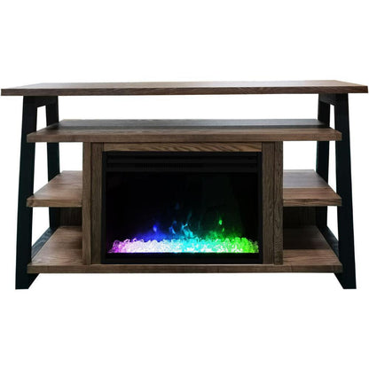 Cambridge 32-In. Sawyer Industrial Electric Fireplace Mantel with Deep Crystal Display and Color Changing Flames, Mahogany, - CAM5332-1MAHCRS