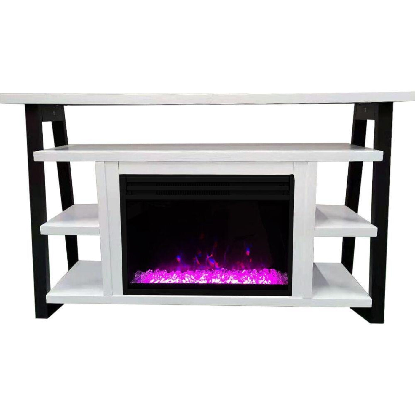 Cambridge 32-In. Sawyer Industrial Electric Fireplace Mantel with Deep Crystal Display and Color Changing Flames, Mahogany, - CAM5332-1MAHCRS