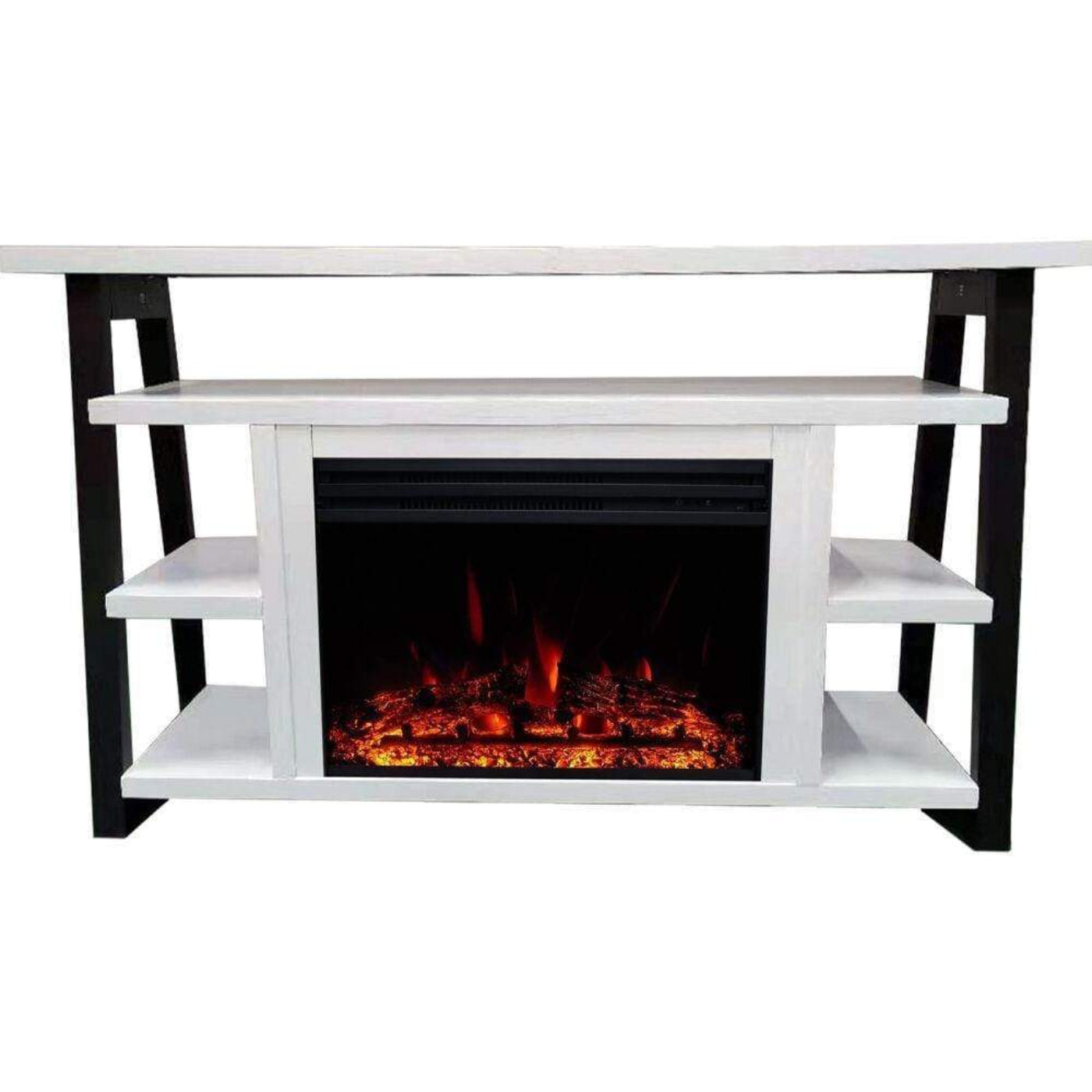 Cambridge 32-In. Sawyer Industrial Electric Fireplace Mantel with Enhanced Log Display and Color Changing Flames, - CAM5332-1MAHLG3