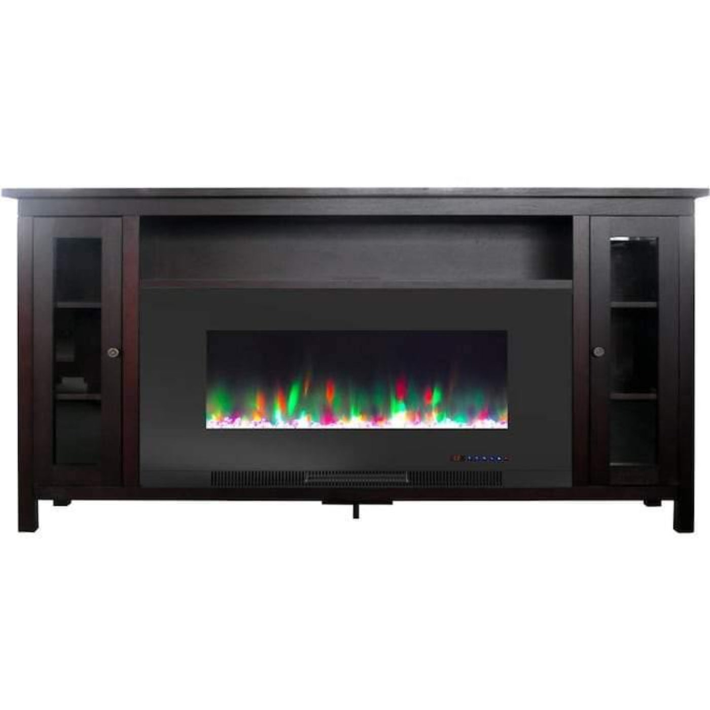 Cambridge Somerset 70-In. Black Electric Fireplace TV Stand with Multi-Color LED Flames, Crystal Rock Display, and Remote Control - CAM6938-1COF