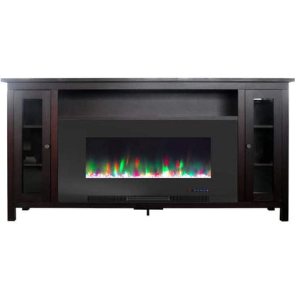 Cambridge Somerset 70-In. Black Electric Fireplace TV Stand with Multi-Color LED Flames, Crystal Rock Display, and Remote Control - CAM6938-1COF