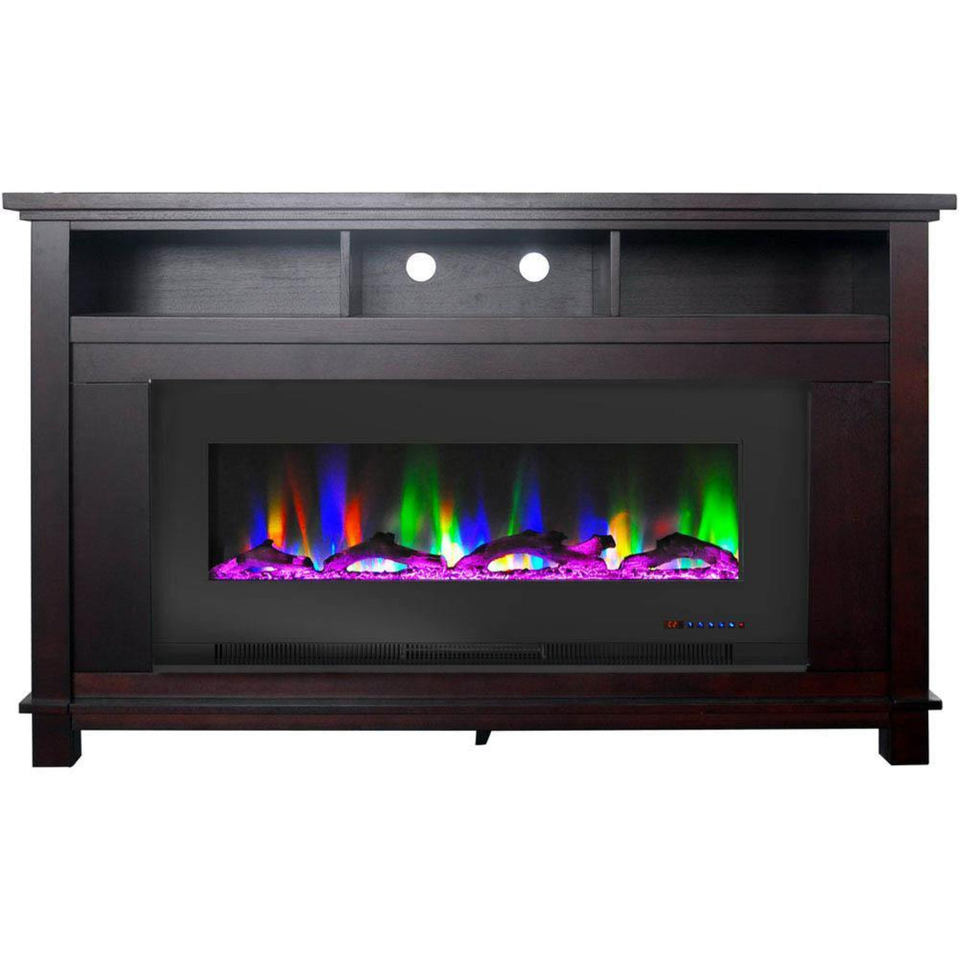 Cambridge San Jose Fireplace Entertainment Stand in Black with 50" Color-Changing Fireplace Insert and Driftwood Log Display, - CAM5735-2BLK