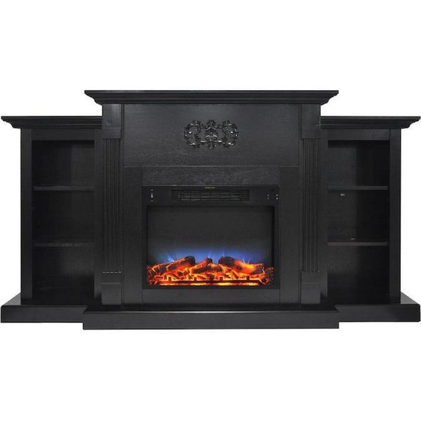 Cambridge Sanoma 72 In. Electric Fireplace in Cherry with Bookshelves and a Multi-Color LED Flame Display - CAM7233-1CHRLED