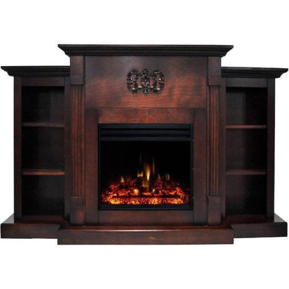 Cambridge Sanoma Electric Fireplace Heater with 72-In. Cherry Mantel, Bookshelves, Enhanced Log Display, Multi-Color Flames, and Remote - CAM7233-1CHRLG3