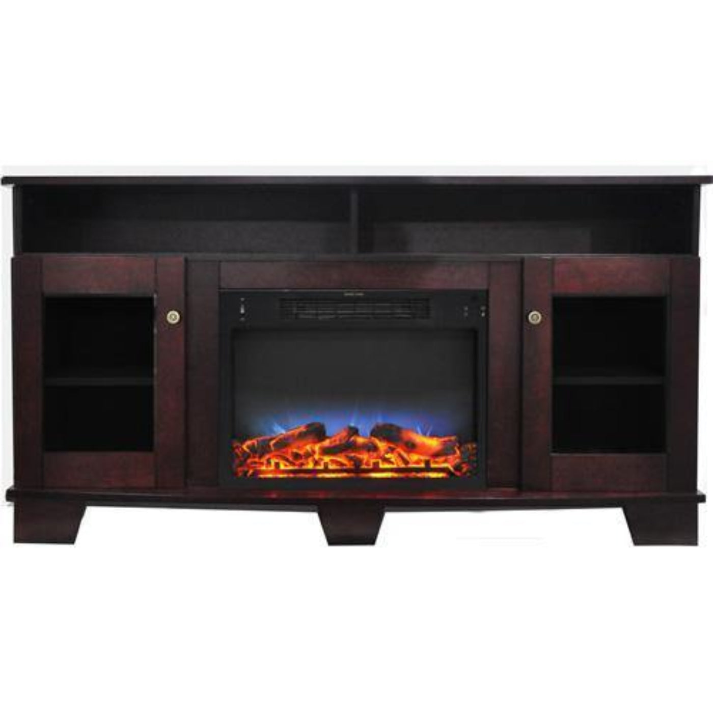 Cambridge Savona 59 In. Electric Fireplace in Cherry with Entertainment Stand and Multi-Color LED Flame Display, - CAM6022-1CHRLED