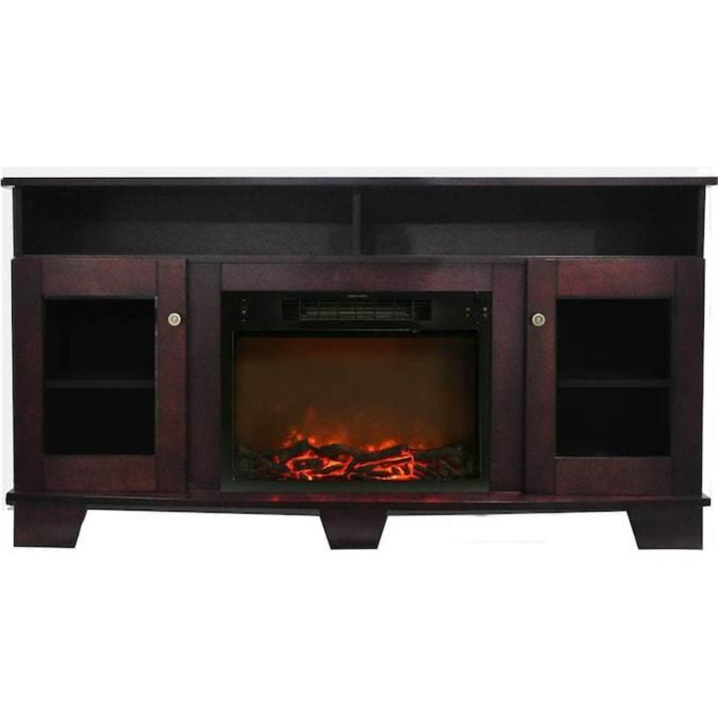Cambridge Savona 59 In. Electric Fireplace in Mahogany with Entertainment Stand and Charred Log Display, - CAM7233-1CHR