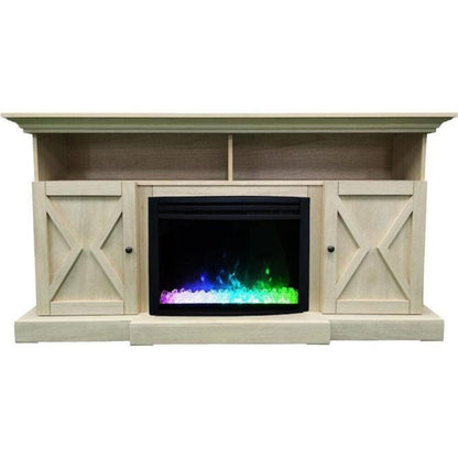 Cambridge 62-in. Summit Farmhouse Style Electric Fireplace Mantel with Deep Crystal Insert, Mahogany - CAM6215-1SNDCRS