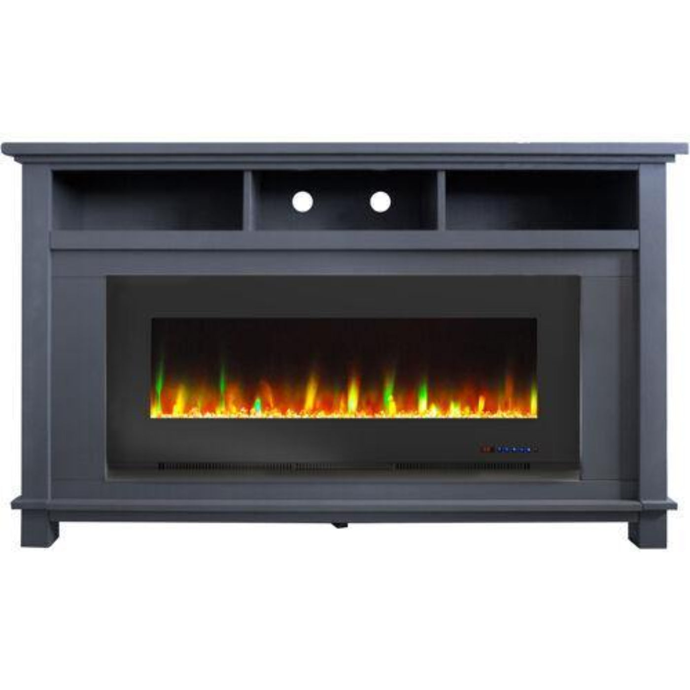Cambridge San Jose Electric Fireplace TV Stand in Black with Color-Changing LED Fireplace Heater and Crystal Rock Display - CAM5735-1BLK