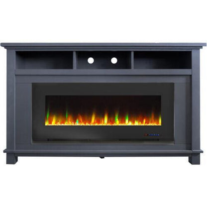 Cambridge San Jose Electric Fireplace TV Stand in Black with Color-Changing LED Fireplace Heater and Crystal Rock Display - CAM5735-1BLK