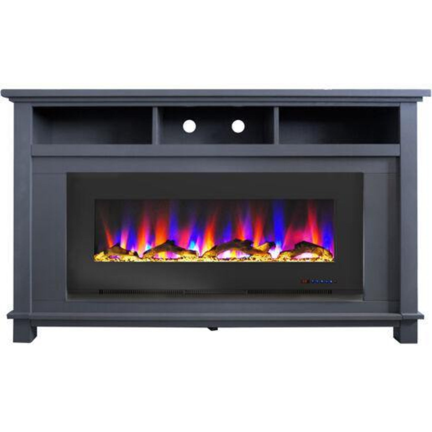 Cambridge San Jose Fireplace Entertainment Stand in Black with 50" Color-Changing Fireplace Insert and Driftwood Log Display, - CAM5735-2BLK