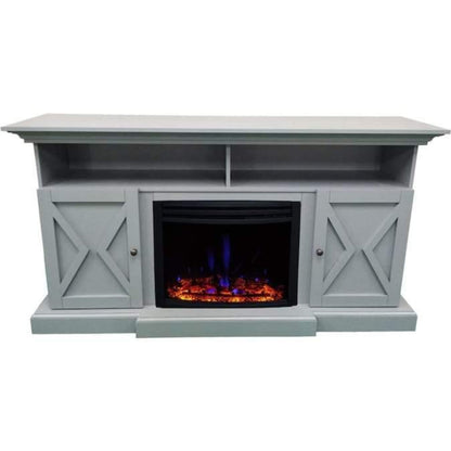 Cambridge 62-in. Summit Farmhouse Style Electric Fireplace Mantel with Deep Log Insert, Mahogany - CAM6215-1MAHLG3