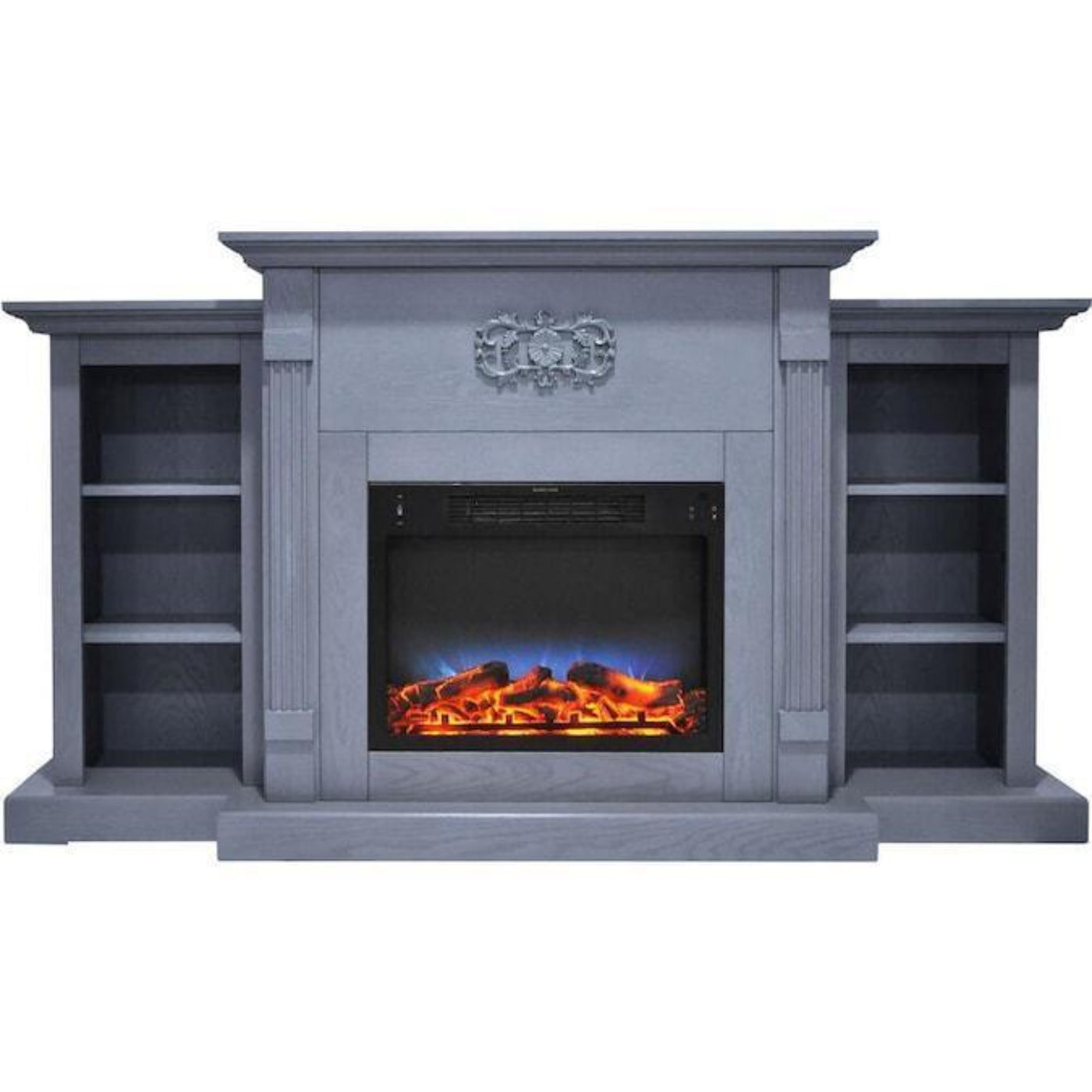 Cambridge Sanoma 72 In. Electric Fireplace in Cherry with Bookshelves and a Multi-Color LED Flame Display - CAM7233-1CHRLED