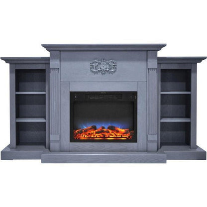 Cambridge Sanoma 72 In. Electric Fireplace in Cherry with Bookshelves and Enhanced Log Display - CAM7233-1CHRLG2