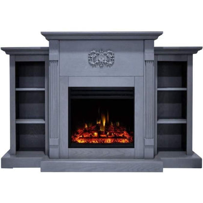Cambridge Sanoma Electric Fireplace Heater with 72-In. Cherry Mantel, Bookshelves, Enhanced Log Display, Multi-Color Flames, and Remote - CAM7233-1CHRLG3