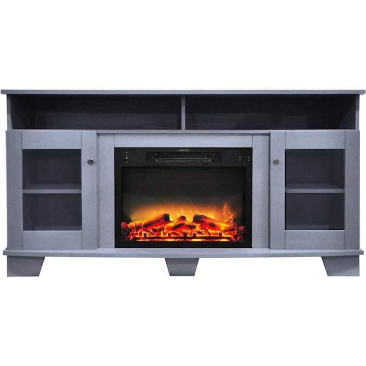 Cambridge Savona 59 In. Electric Fireplace in Cherry with Entertainment Stand and Enhanced Log Display - CAM6022-1CHRLG2