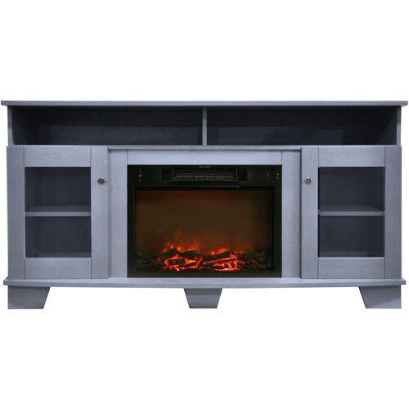 Cambridge Savona 59 In. Electric Fireplace in Cherry with Entertainment Stand and Multi-Color LED Flame Display, - CAM6022-1CHRLED