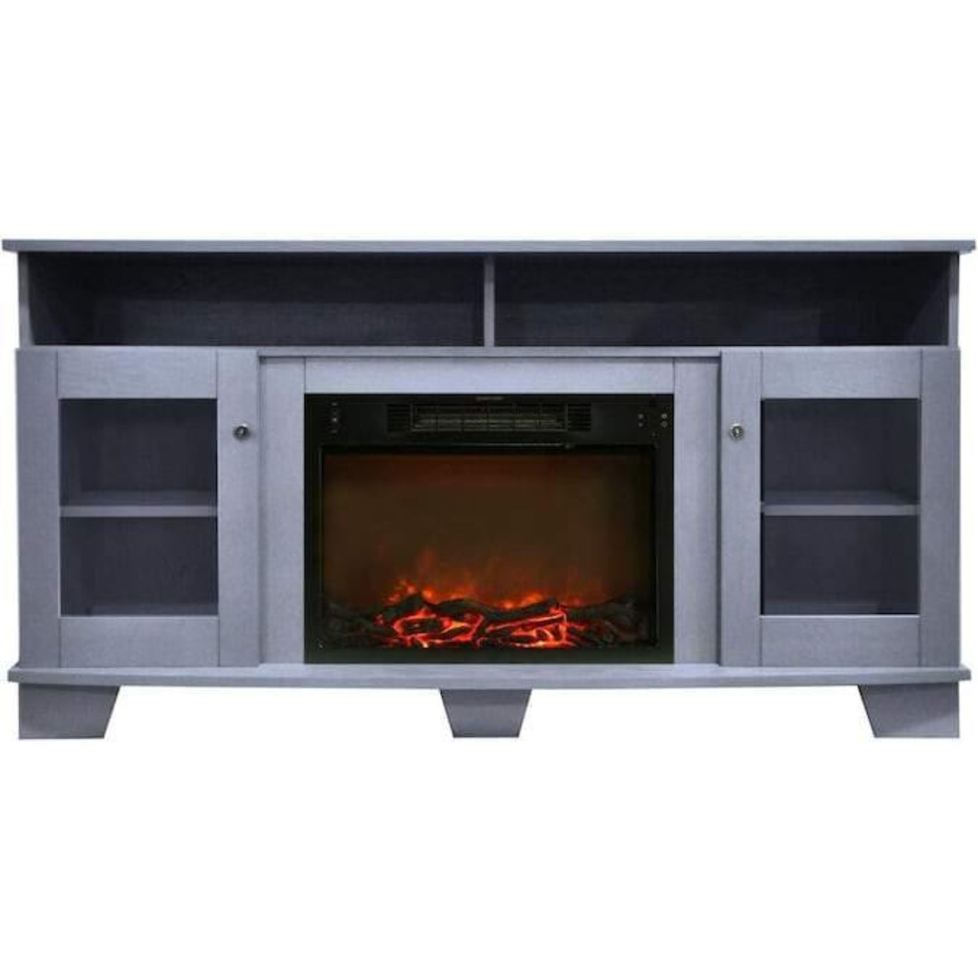 Cambridge Savona 59 In. Electric Fireplace in Mahogany with Entertainment Stand and Charred Log Display, - CAM7233-1CHR