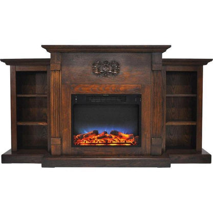 Cambridge Sanoma 72 In. Electric Fireplace in Cherry with Bookshelves and Enhanced Log Display - CAM7233-1CHRLG2